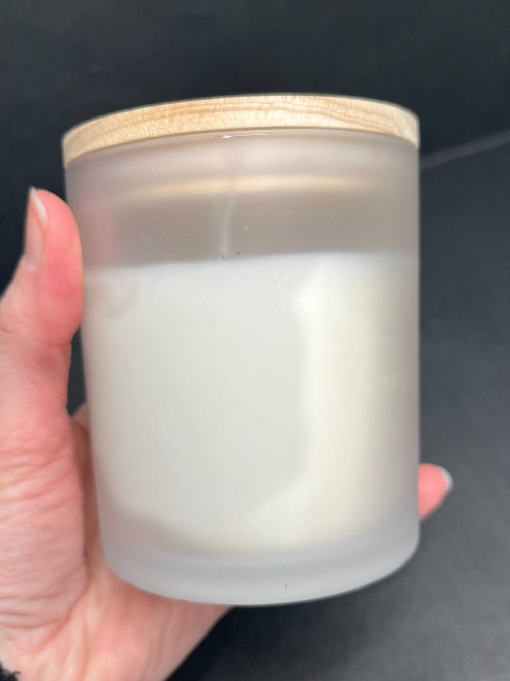 Handmade UNSCENTED 100% Soy Candle 8oz Frosted White Glass Wood Lid Spa Gift